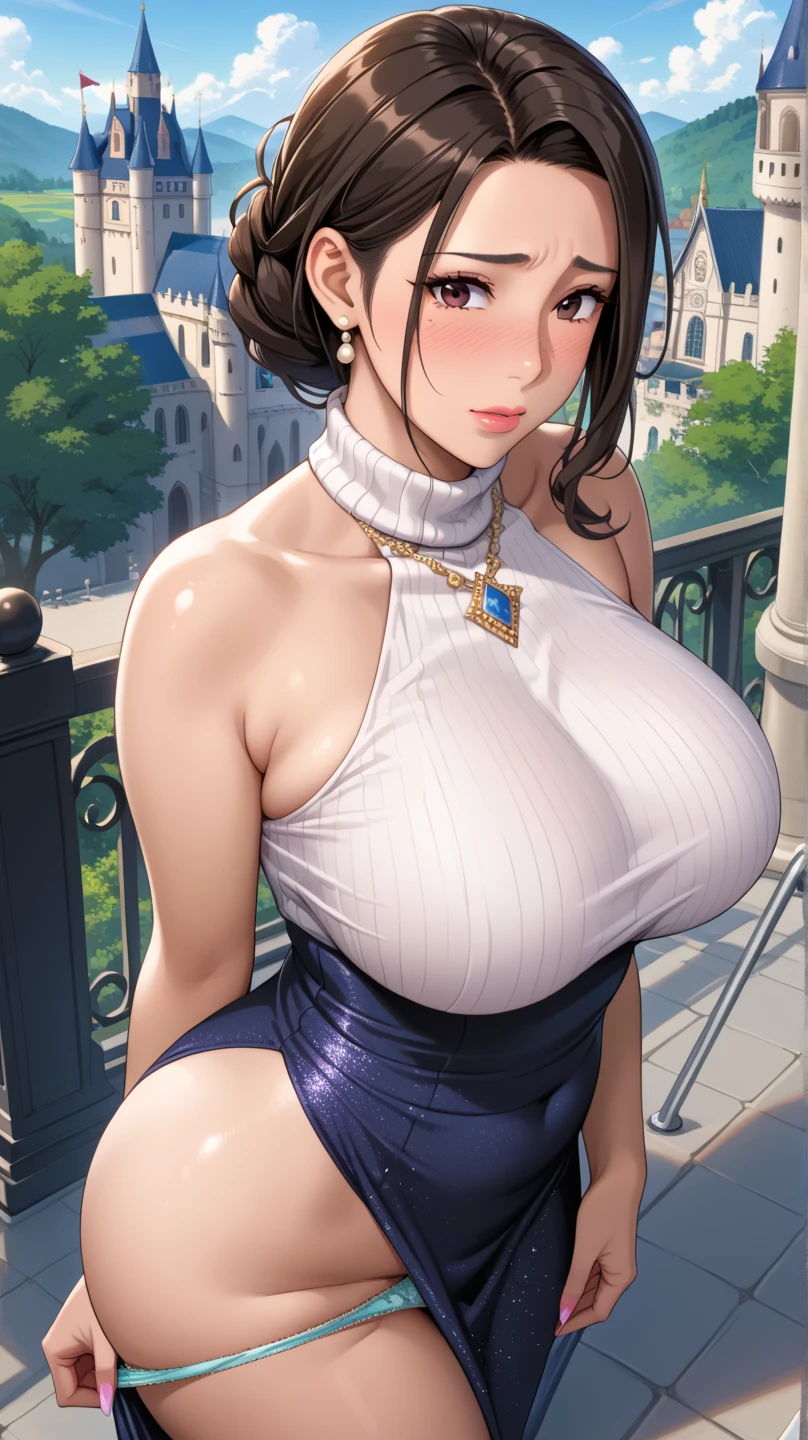 (masterpiece, best quality:1.2), 1girl, solo,mature_lady, nipple, pussy, sex, pov,penis, delicate face,detail eyes,floating hair,big breasts, floating clothes,,white ballet dress,sitting,in a palace