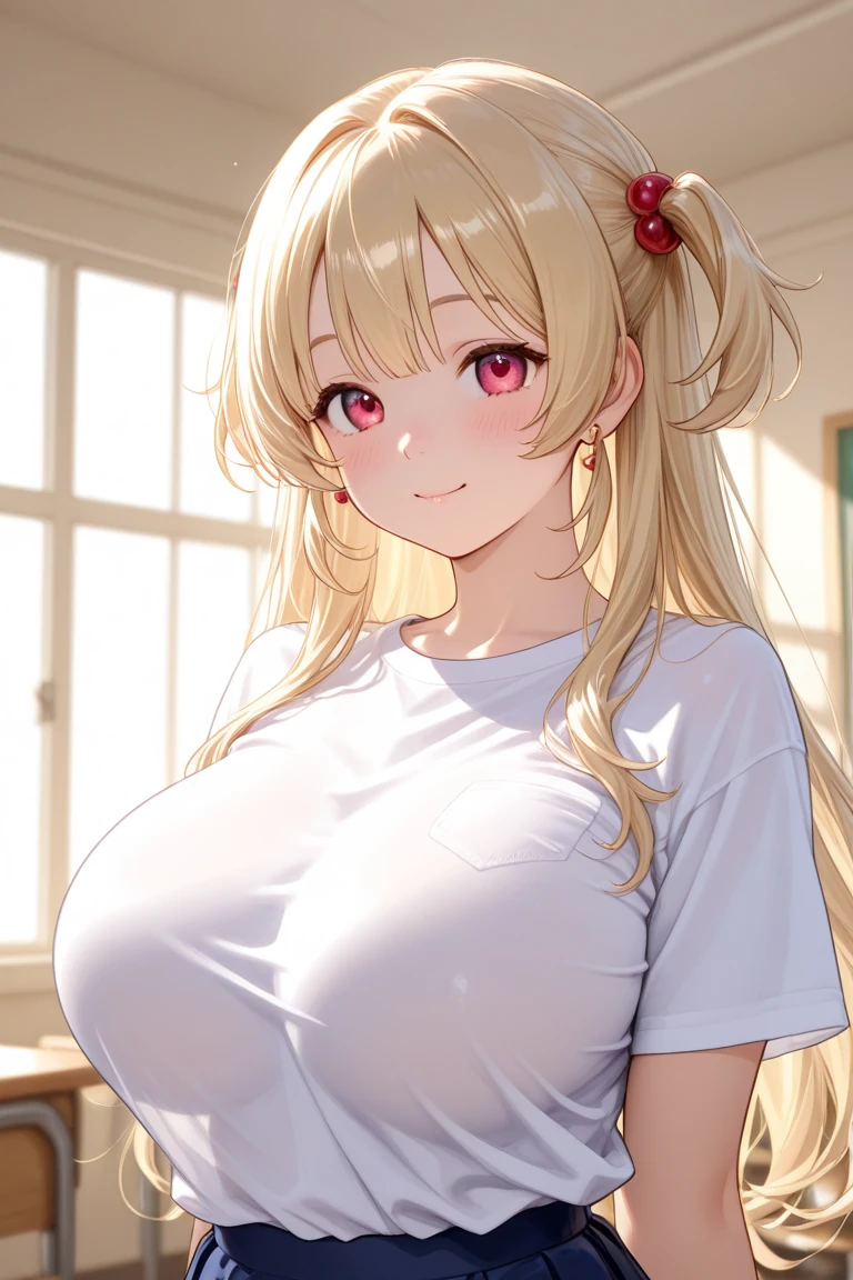One person, chest, Purple eyes, alone, blonde mesh hair, bangs, Long Hair, shirt, white shirt, huge chest, Camel Toe、Giant tit、Nipple Puffs、Cleavage、Plump、Super big breasts、Super big butt、Bubble butt、Earrings、Earrings、lipstick、necklace、Thick lips、Heterochromia、Bracelet、Caster wheel、first round、Hair Charm、Lip gloss、Long False Eyelashes、Ahoge、((breast enhancement:1.4))、Quite lewd、((Undersized bra :1.4)) 、((Super big breasts、垂れたchest:1.6))、♥♥♥、
Stick out your chest, emphasize your chest, that bisque doll will fall in love、Glasses、Sexy and cute、((Sweating profusely、Large amounts of fluid、Lots of drooling、A lot of love juice:1.2))