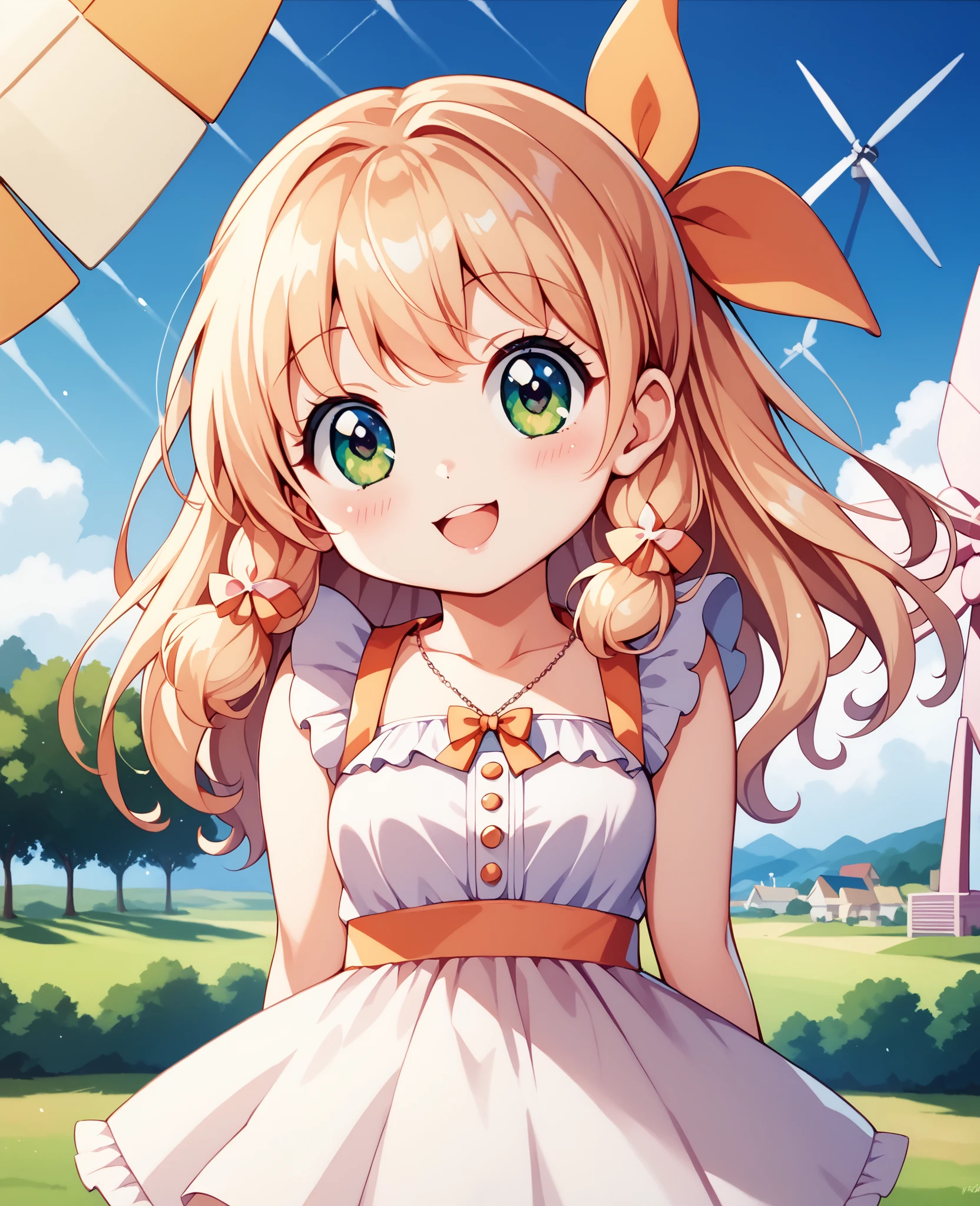 windmill tulips canal cute girl Highest Quality masterpiece