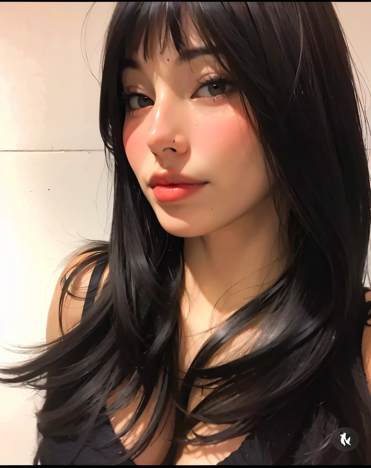 arafed woman with long black hair looking at her cell phone, wonderful dark hair, 18 years old, pale-skinned persian girl, black hair and brown eyes, girl with dark brown hair, anastasia ovchinnikova, sexy girl with dark brown hair, dark hair, 1 6 years old, black hair and large eyes, long dark hair