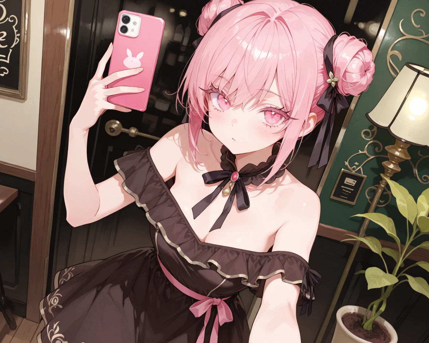 Anime girl soldier, hoshou marine, taking a selfie in a bathroom mirror, miltary, , frontal picture, sexy