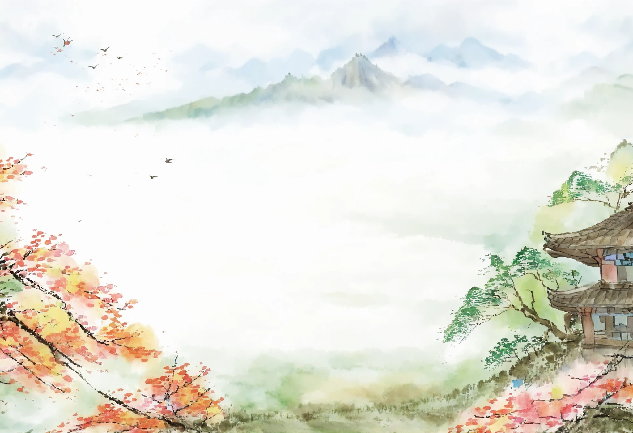 Watercolor Scenery , Japanese Countryside Scenery,