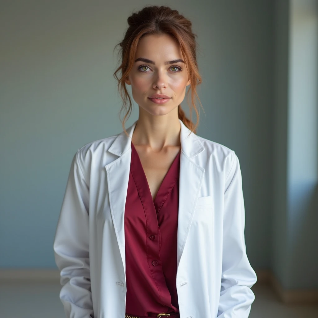 Female image, Weakness and exhaustion, Caught in a whirlwind of madness, But there is a gleam of clarity in his eyes. background：Hospital corridor, Ultra HD, 16K