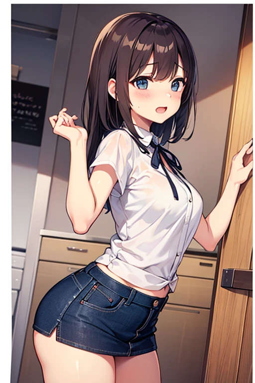 nsfw:1.5,(((Perfect Anatomy, Anatomically correct, Very detailedな肌))), 1 girl, Japanese, Shiny skin, Observe the audience, ((Back view, From below)), Beautiful Hair, Beautiful Face, Beautiful details, (Long Hair:1.1), Dark blonde hair:1, blue eyes, Baby Face, Mole under the eye, Beautiful clavicle, Beautiful body, Beautiful breasts, Big Breasts:0.5, Beautiful thighs, Beautiful feet, Camel Toe, ((Short sleeve, Torn shirt、Tight mini skirt、Torn stockings)), Captivating thighs, ((Embarrassing, Scared, sad, tears, cry, Half-open mouth)), Are standing, (((Leaning forward), Raise one leg, Torn clothes:1.5、Bare nipples)), ((midnight:1.5、Late Night:1.5、Dark without light:1.5))、8k, highest quality, Masterpiece:1.2, locker room、Very detailed), (Realistic), Beautiful illustrations, whole body,(((SEX:1.5、Strong man)))