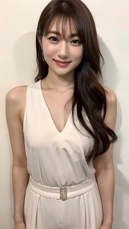 (Ultra Real), (Illustration), (High Resolution), (8K), (Very Detailed), (Best Illustration), (Beautiful Detailed Eyes), (Best Quality), (Ultra Detailed), (Masterpiece), (Wallpaper), (Detailed Face), Bed, Upper Body Up, Armpits, Smiles, Plump,Solo,Simple White Tank Top Girl, Sweaty, Japan Person, Big, (Camel Toe)