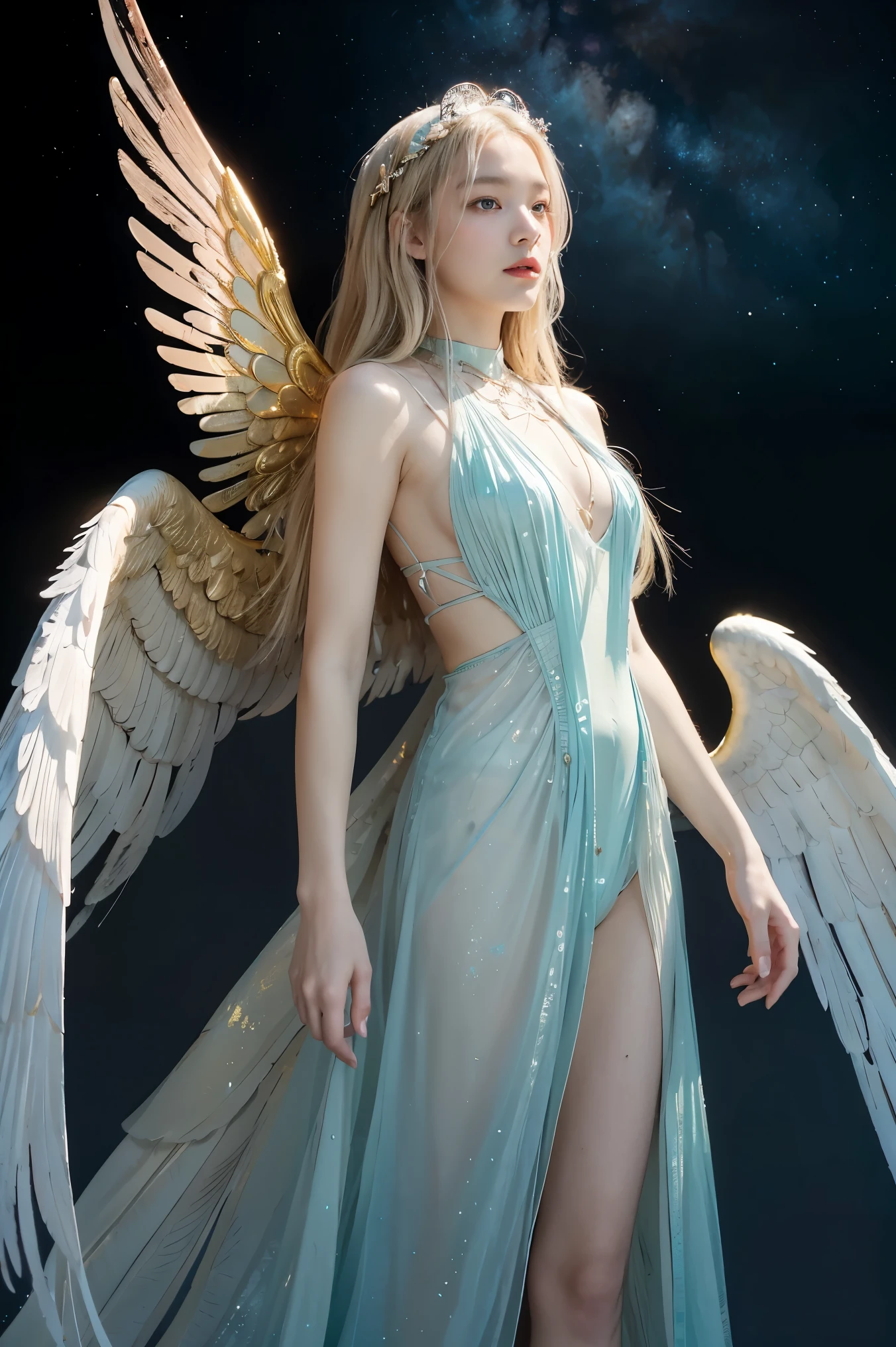 death,
death,strapless dress,feathered wings,Pink wings, White hair ,Beautiful dance dynamics , Long legs , Calf((Long white hair,Flowing long hair))Official Art , Unity8k Wallpaper , Extremely detailed , Visible cleavage, Pretty and beautiful , Sexy long legs, masterpiece , best quality ,Practical, Very detailed illustrations ,Extremely detailed , Intricate details , Extremely complex and detailed , Very detailed 8KCG wallpaper , Caustics .reflection , Ray Tracing , Devil Theme ,nebula ,Dark aura, Network Effects , (1 Girl)Solitary , 小蓝Butterfly , Dozens of monarch butterflies around , (Blue plasma flame , (insect , Butterfly)) 圣光Butterfly天使 , Butterfly翅膀 , Pastel tones in Rococo style ,Light white and light dark red , Incredibly beautiful , Cherry blossoms , Surrealism ,painting , Ethereal , Mixing reality and fantasy elements ,Ray Tracing , Complex patterns , Delicate lines , Perfect your hands, Starry Sky , rich and colorful , Star