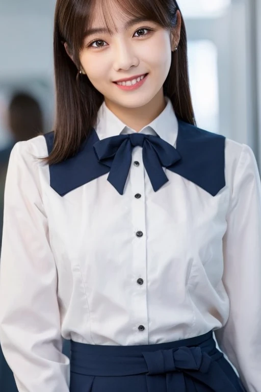 ((highest quality、8k、masterpiece:1.3)),((((cowboy shot)))),Ultra-high resolution,big eyes,Japanese,bangs,(a girl),(1 girl),((20 years old)),((facing at viewer)),(long hair),(((black sailor uniform))),grin,((sitting on chair)),(pleated mini skirt),(((pussy))),((pubic hair)),((skirt lift)),((short crew socks))