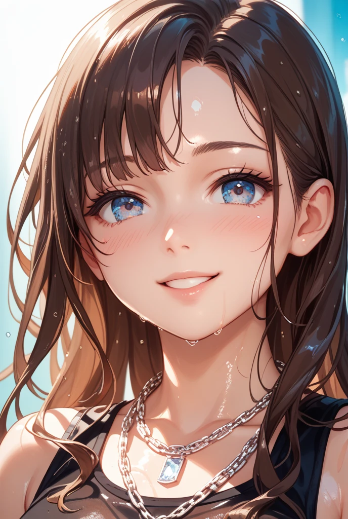 (masterpiece:1.5),(Beat quality),(high res),1girl solo,beautiful face,smile(shining eyes),light effects,polka dot bikini women,blue sea