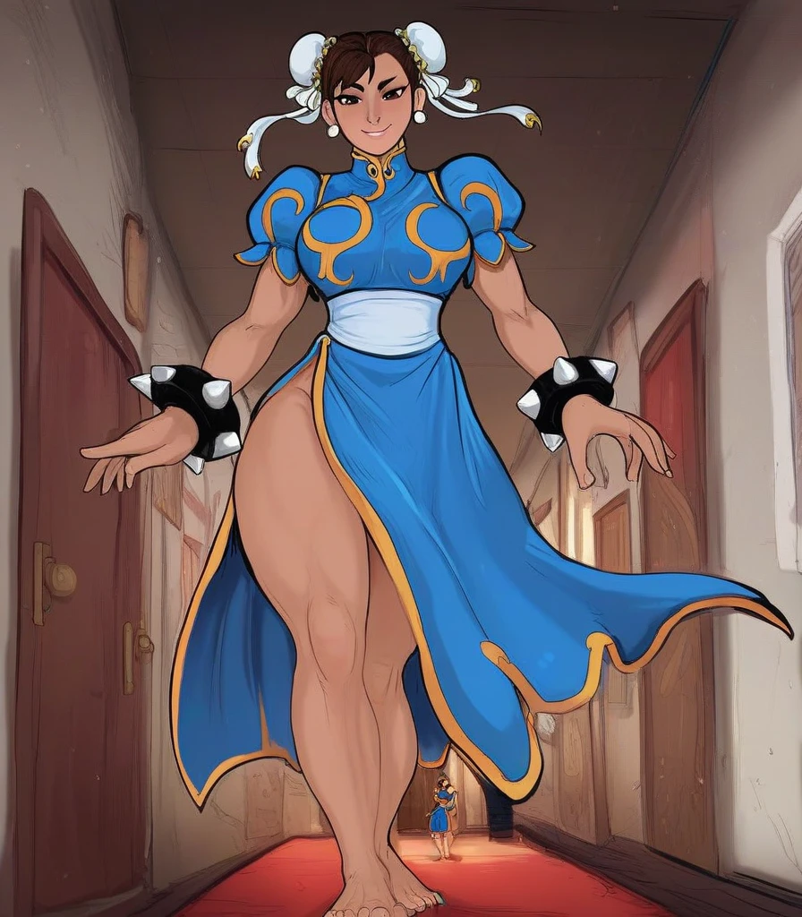 (masterpiece, top quality, best quality, official art, beautiful and aesthetic:1.2), (1girl:1.4), extreme detailed, chun li, sexy, full body, sexy pose, almost nude