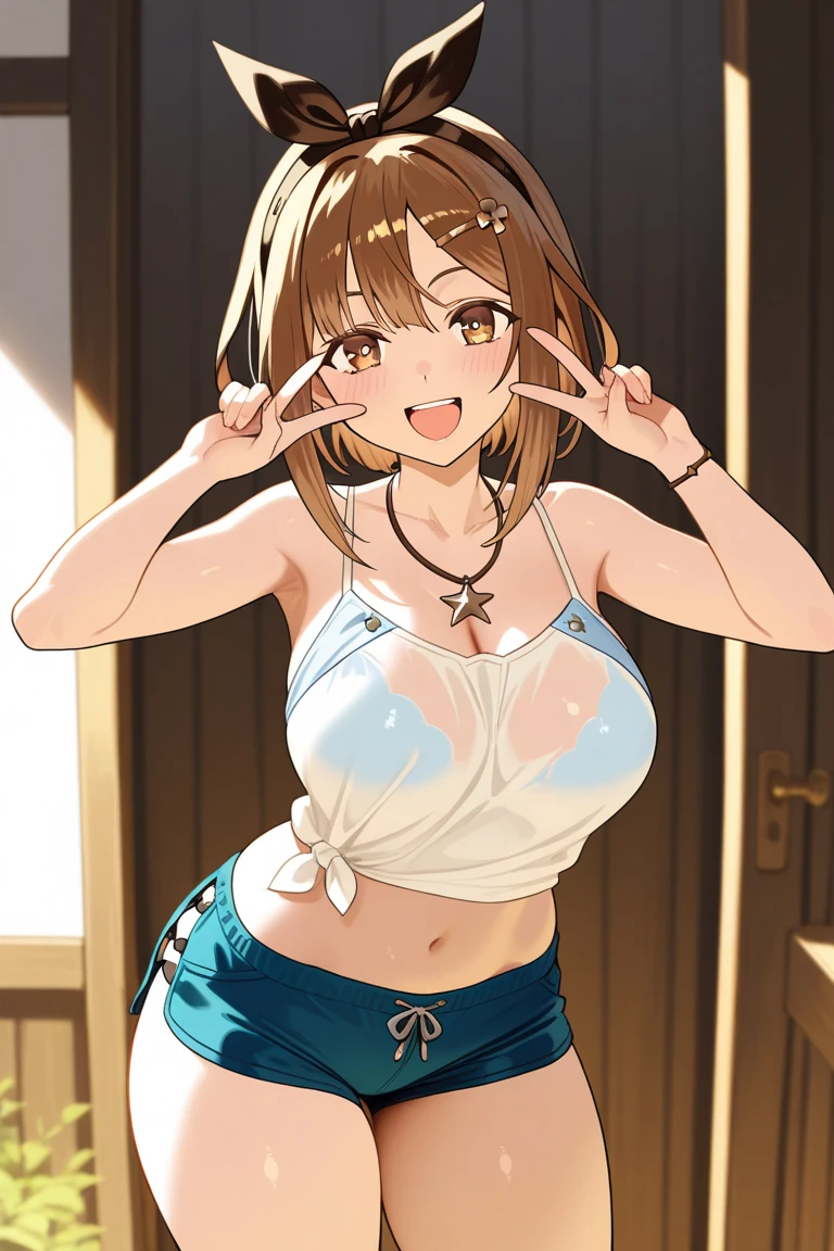 (( highest quality, High resolution, nffsw, perfect pixel, Depth of written boundary, 4K, )), 1 girl, alone, In addition, beautiful anime girl, beautiful art style,
close, looking at the viewer,
perfect body, Isshiki Iroha,short hair, big breasts,
blush all over the face, smile,open your mouth,
self snap,
throw,Standing position,yukata,cleavage,Exposed shoulders,from below,????? nipples,Belly exposure,underboob,Upper body,