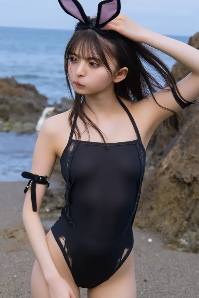 cute, girls, elementary school students, , black hair, smile, dark blue school swimsuit, blush, medium bust, shiny skin