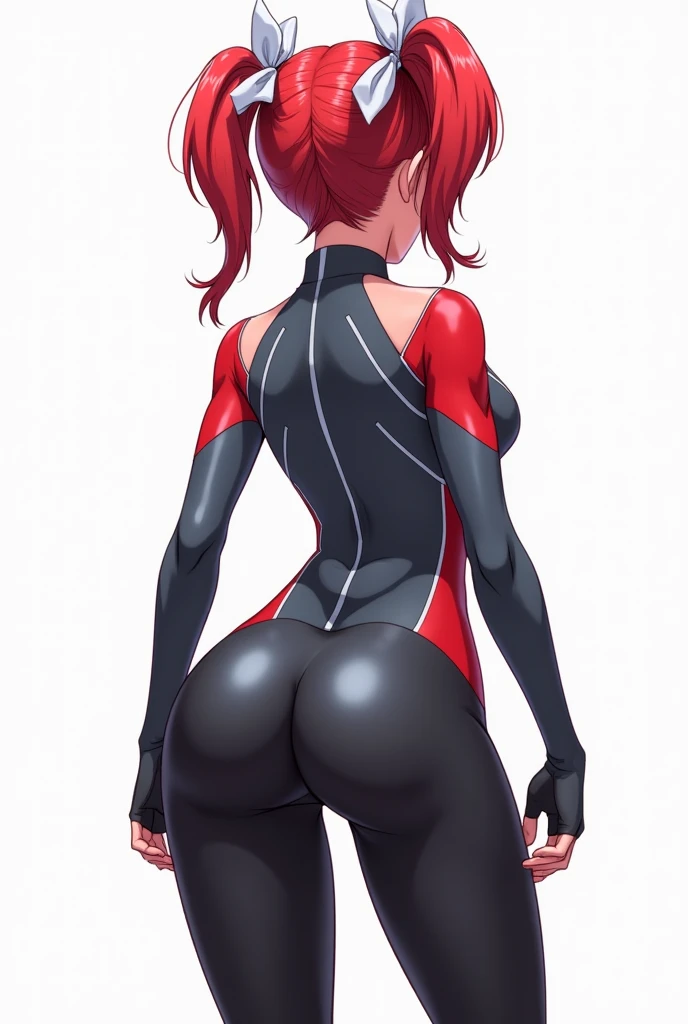 best quality,ultra detailed,solo,1girl,score_9, score_8_up, score_7_up, score_6_up, score_5_up, score_4_up, source_anime, maquia, two-tone hair, aqua hair, aqua eyes,white bodysuit,big breasts, standing sexy pose, (behind view,portrait),full body, heavenly ass, heavenly breasts, big ass, no shoes, wearing white heels, upset, cute, face, long legs, tight bodysuit, tight sleeves, long sleeves, backside, in the darkness