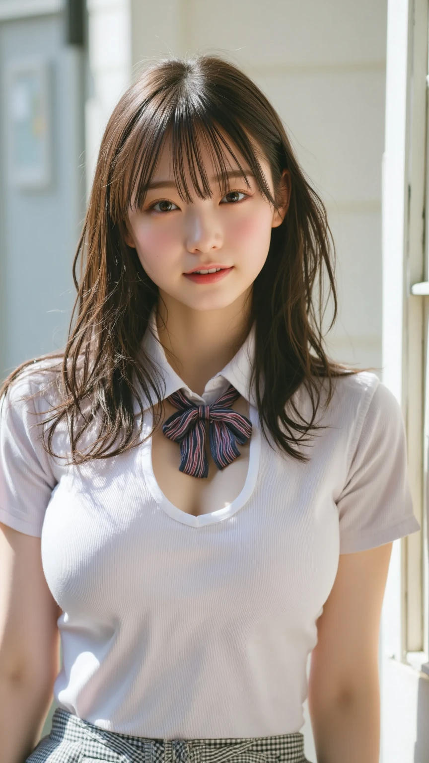 (masterpiece: 1.3), (Maximum resolution: 1.2), (Ultra High Definition TV: 1.2), Cinematic Light, 8K resolution, Detailed facial features , (Sharp focus: 1.2), (Focus on the face:1.2),Perfect Style, Beautiful Face, Acura, Anatomically correct, Highly detailed face and skin texture, Beautiful Eyes,Beautiful Eyes, Natural Cheeks, Glowing Skin, Fair skin: 1.2, (Glossy Lips: 1.4),、 (Embarrassed look: 1.2),Highly detailed face and skin texture, Beautiful Eyes, double eyelid, Natural Cheeks, , Glossy Lips: 1.4,Exposed cleavage、(White mucus on chest:1.4)(White mucus on thighs:1.2)、 blush、Humiliating、Expressions of embarrassment、Please open your knees、Expressions of anger、Big Breasts、dissatisfaction、Spread your legs、 、Sparkly little earrings and a rosary、Disheveled clothes、Exposed panties、Drenched in sweat、Thin underwear、Wet underwear、Stockings Long Hair、21 years old, Clean woman,1 person、 I am proud,in office、On the desk(On my back, Lying in the desk, Lying in, office desk1.3)、Blonde Hair、Short Hair、Dark blue eyes,(((Japanese school girl uniform:1.3)))、(((pleated miniskirt))),(((exposed white panties))),detailed race panties,dissatisfaction、Masturbate、blush、Embarrassed face、Arms raised above heace in ecstasy、Eyes closed、(((spreading legs open wide with knees bent,creating the shape of the letter M))),(((Plaid mini skirt)))、(((Wear a cardigan over a collared shirt)))、high socks、navy colored socks,Plain clothes ,((school girls))、