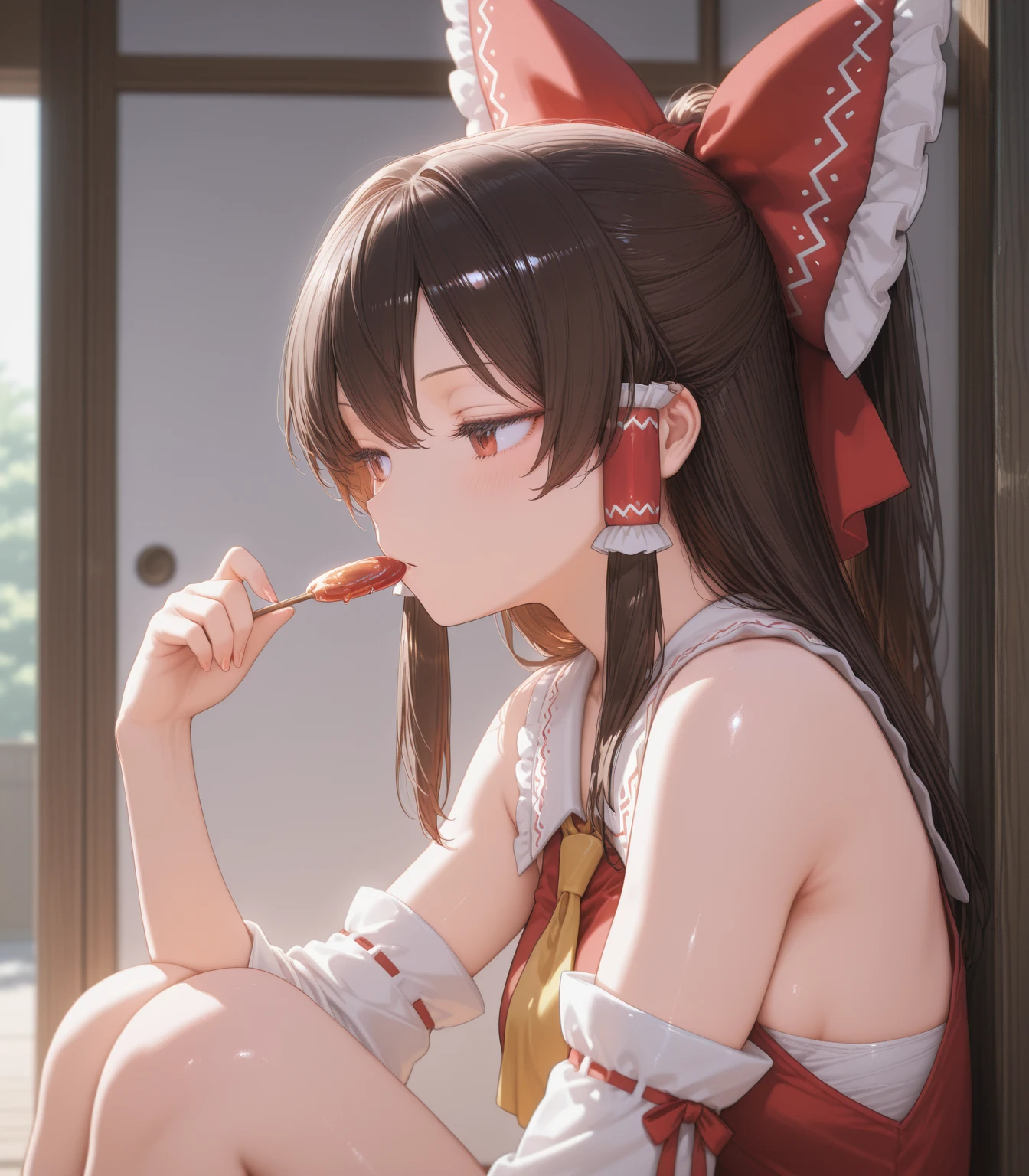 masterpiece, best quality,indoors,1girl,sitting,eating, eating fish