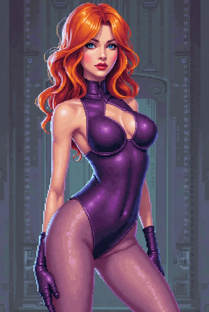 Starfire, (teen titans Starfire), bimbo, orange hair, beautiful green eyes, sexy pose, posing, big fake tits, big ass, highly detailed face, piercing eyes, eye contact, voluptuous body, highly detailed face, big lips, lip filler, pouting, seductive pose, cleavage, hourglass figure, beautiful face, detailed eyes, highly detailed face, skinny waist, busty, beautiful image, beautiful lighting, cinematic