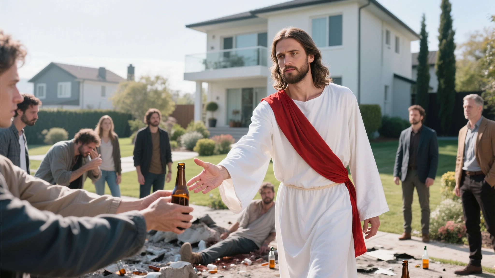 jesus drunk with bootle in his hand