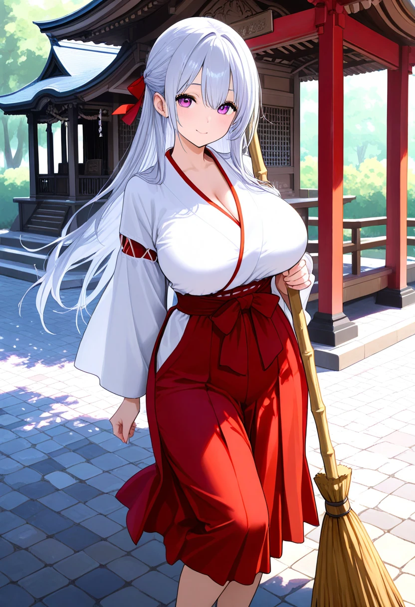 Red long ponytail、Fox ears and nine fox tails of the same color as her hair、A sword with a burning blade、A man wearing a red jacket and hakama、Very large bust、Cherry blossoms and flames scatter、Older sister、Masterpiece、8k