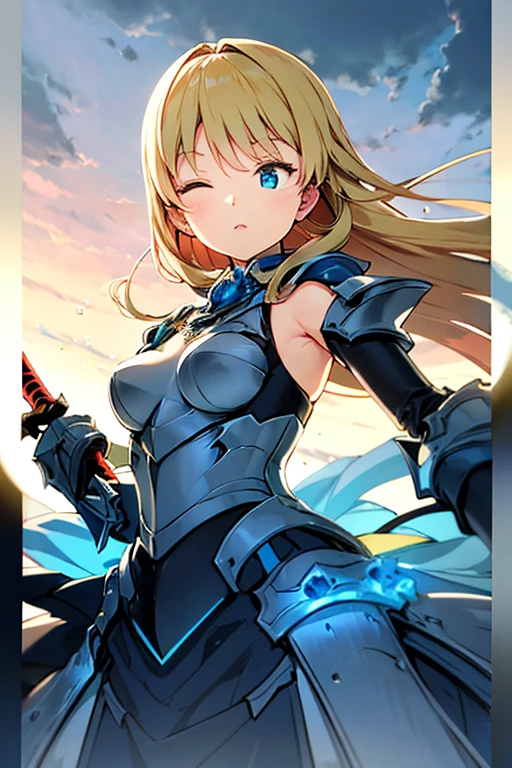 Very detailed、highest quality、(Best image quality:1.5)、(masterpiece:1.5)、8k、Anime Face、A kind smile、Open Mouth、(Beautiful bright blue eyes:1.5)、(Blonde wavy hair:1.5)、Muscles of the whole body、Thigh belt、(Wearing bikini armor:1.5)、(Cowboy Shot:1.6)、(Wearing a helmet:1.5)、(Holding a battle axe:1.5)、Warm lighting