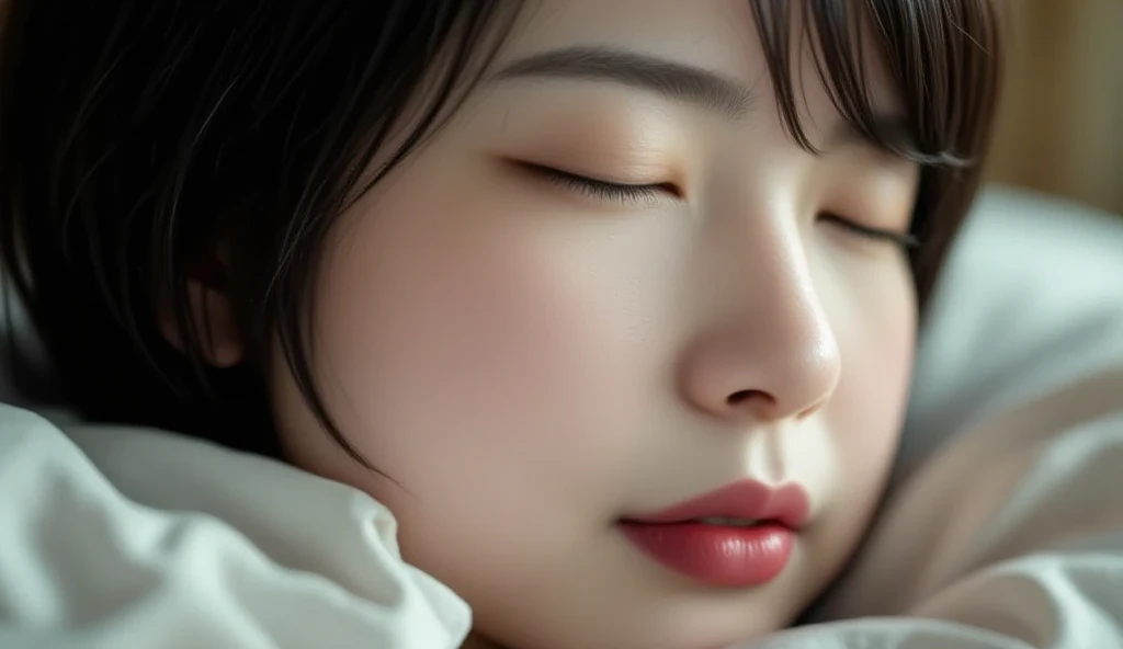 younggirl、on the beds、laying on back、Shyness、Draw the upper body realistically