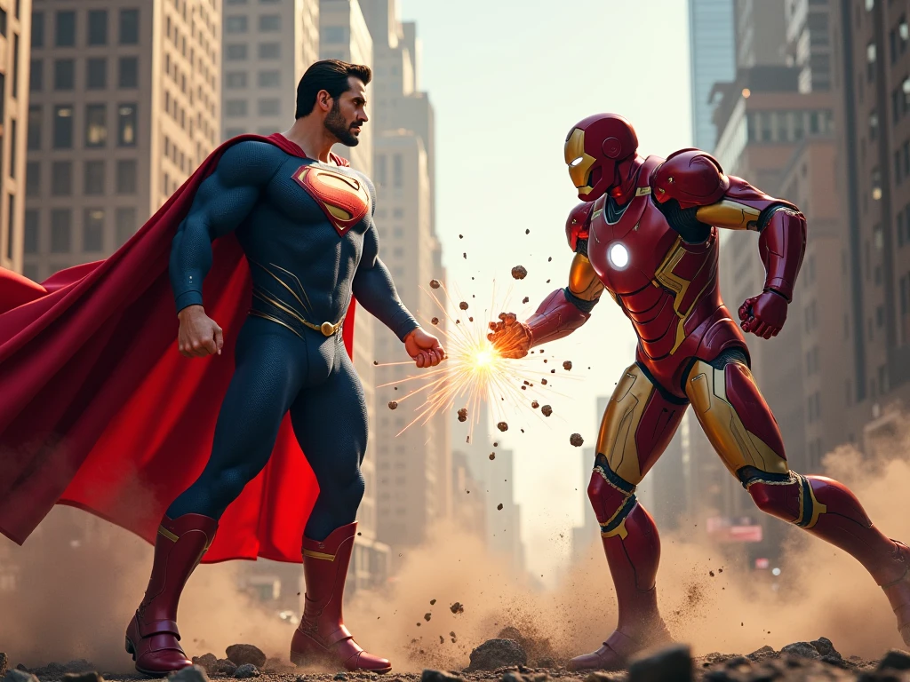 Iron man fighting with super man
