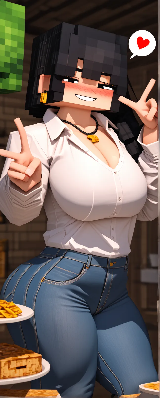 A beauty with a busty body，Rolling his eyes，Sticking out his tongue，drools