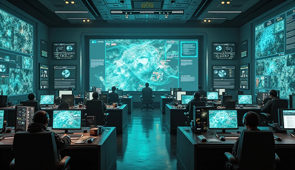 cinematic_angle, best quality, masterpiece, highly detailed, ultra-detailed,
<lora:neg4all_bdsqlsz_V3.5:-1>,
<lora:cic:0.75>, (cic:1.3), science fiction, interior futuristic command center, men seated working at consoles, military jumpsuits with boots, colorful led monitors, control panels with embedded touchscreen user_interface pads, hologram