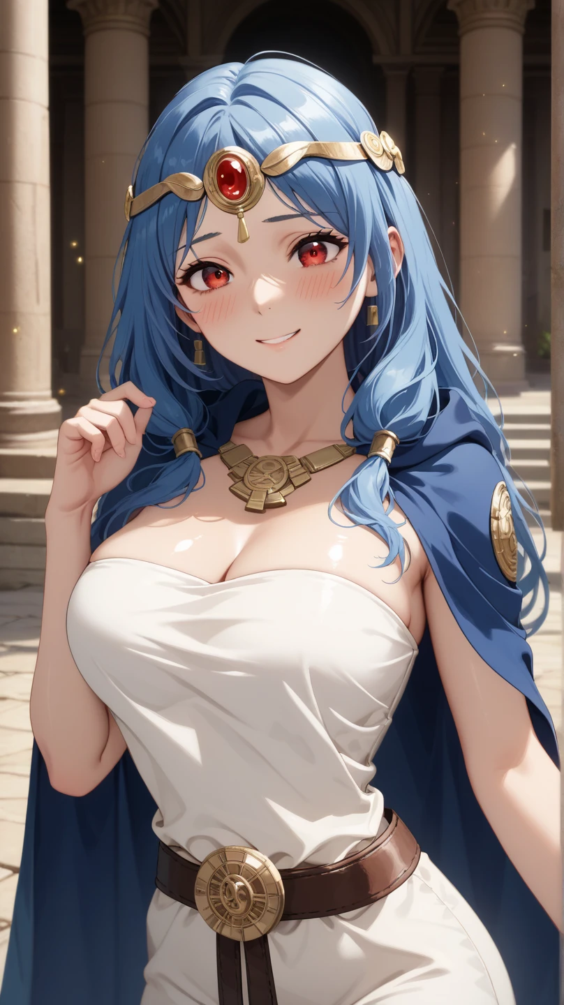 a close up of a woman in a blue dress with a feathered headpiece, detailed fantasy art, epic exquisite character art, 2. 5 d cgi anime fantasy artwork, stunning character art, 4k fantasy art, pale blue armor, highly detailed fantasy art, detailed fantasy digital art, clothed in ethereal armor, fantasy art style, beautiful armor, beautiful fantasy art, muscular athletic body, large smile
