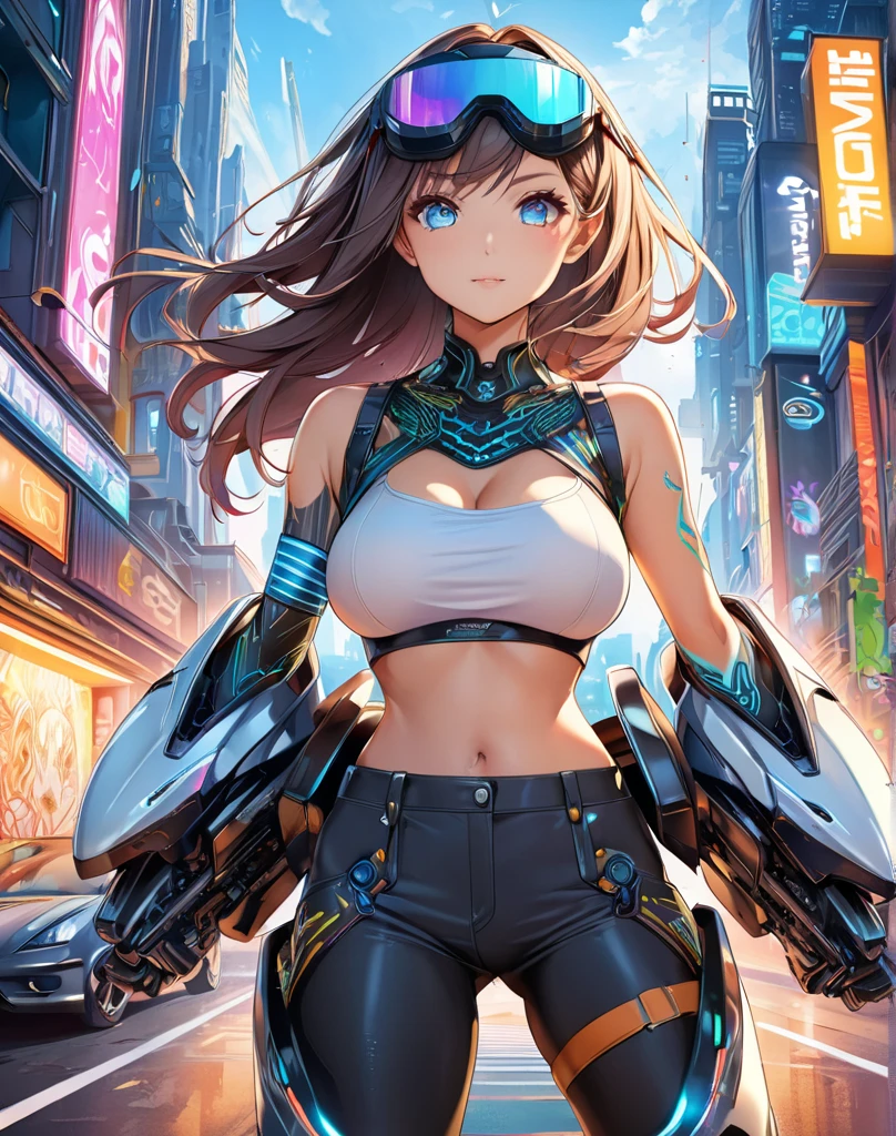 mujer mitad cyborg en bikini