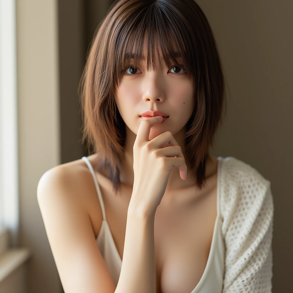 Photo of the most beautiful woman in history, soft smirk, Portra 400, best quality, top quality, 8k, high resolution, ultra-detailed, extremely detailed, 