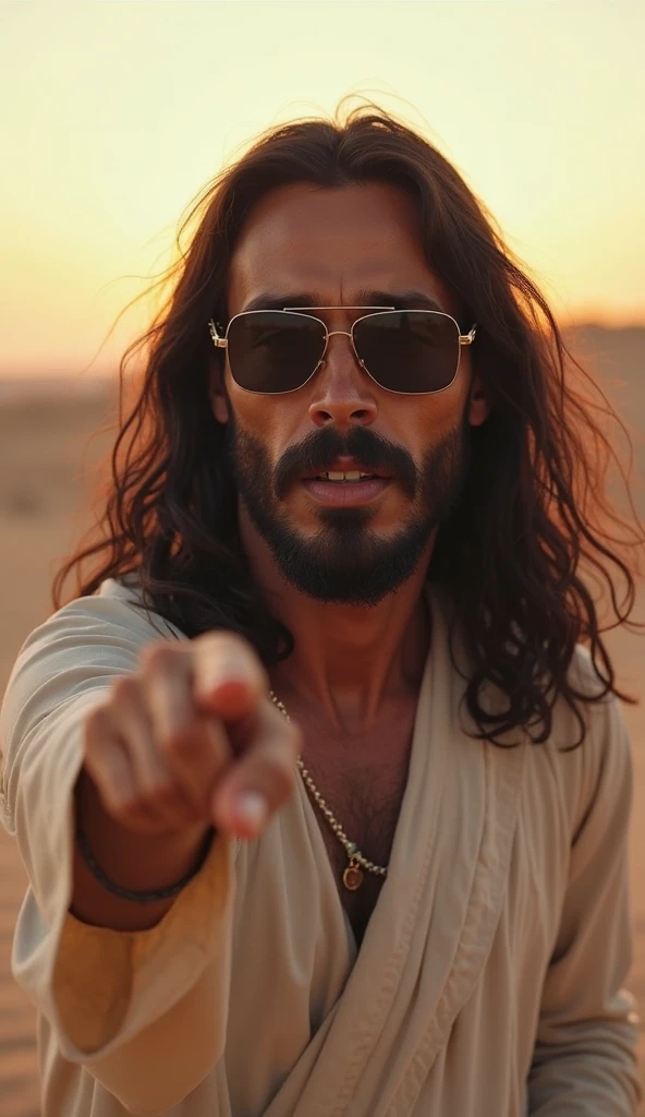 Realistic image of Jesus Christ, surreal, photography, skinny body, miserable appearance, lifeless face, in the desert