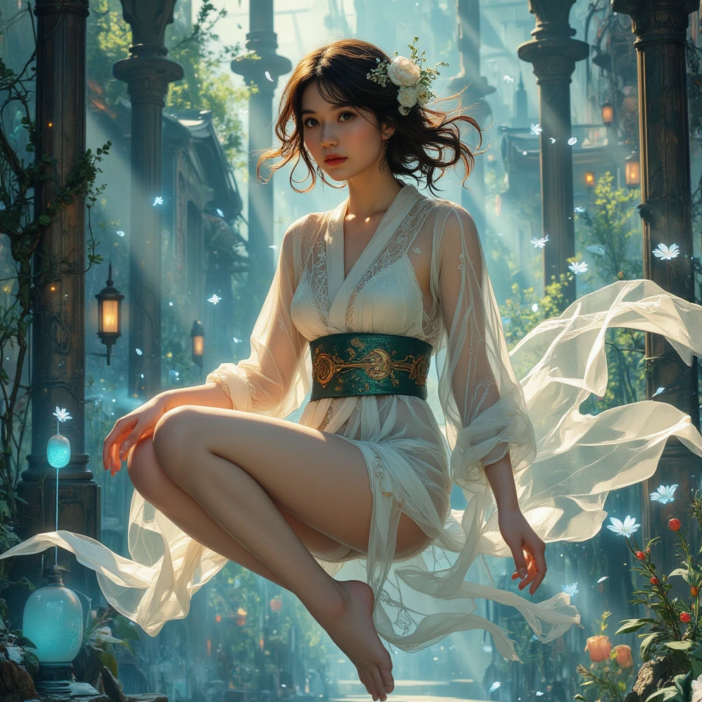 (Realistic, photo-realistic:1.37), (Masterpiece, Best quality:1.2), (超高分辨率:1.2), (RAW photo:1.2), (Sharp focus:1.3), (Extremely detailed Cg Unity 8K wallpaper:1.2), (Beautiful skin: 1.2), (Pale skin:1.3), (super sharp focus: 1.5), (ultra-sharp focu:1.5), (Ultra-detailed background, Detailed background:1.3), Bokeh, Depth of field, Break, Photo of extremely cute and beautiful Japanese woman, (Bride), Professional Dress, (22yo:1.1), , entire body image, When viewed from the front, the composition is symmetrical, (Studio lighting:1.3), (Cinematic light:1.3), (The light from the back window is backlighted:1.3), (Face light:1.3), lighting full-covered her whole body,  standing, sexy model pose, Break, (chestnut half-up hair:1.2), mahogany hair, single hair, bangs, Slender, Abs, (Huge breast;1.35), (Narrow waist:1.15), (detailed beautiful girl:1.4), (pure-white classy and gorgeous lace silk wedding dress:1.3), (Bali island ocean view background:1.2), (Smile, cheerfulness:1.3), ((Perfect female body)), (Upper body image:1.3), frame the head, perfect dramatic, voluminetric lighting, Professional majestic oil painting, Shiny skin, ct anatomy, perfectly proportions, 8.5 Life-Size, Face focus, Ultra Realistic Photo, Hyper Sharp Image, ultra detailed image, bali, seaview, beach, En plein air, ((walking beach:1.2)),