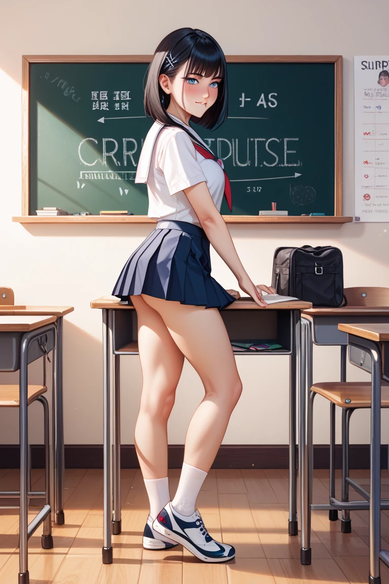(((nffsw))), (((masutepiece))), (((8K))), (((hight resolution))), (((surrealism))), (((Cinematic lighting))), god rays, Zoom Layer, (((FULL BODYSHOT))), F/4.0, canon, Shiny skin,Detailed skin,Detailed face, Detailed eyes, The to the FW, Serious schoolgirl in Japan, Multiple guys raping schoolgirls, Desolate school, In an empty classroom, poneyTail, Torn white shirt, White bra visible, Gingham check miniskirt jumps up, White panties are visible, Scattered desks、Make the subject larger