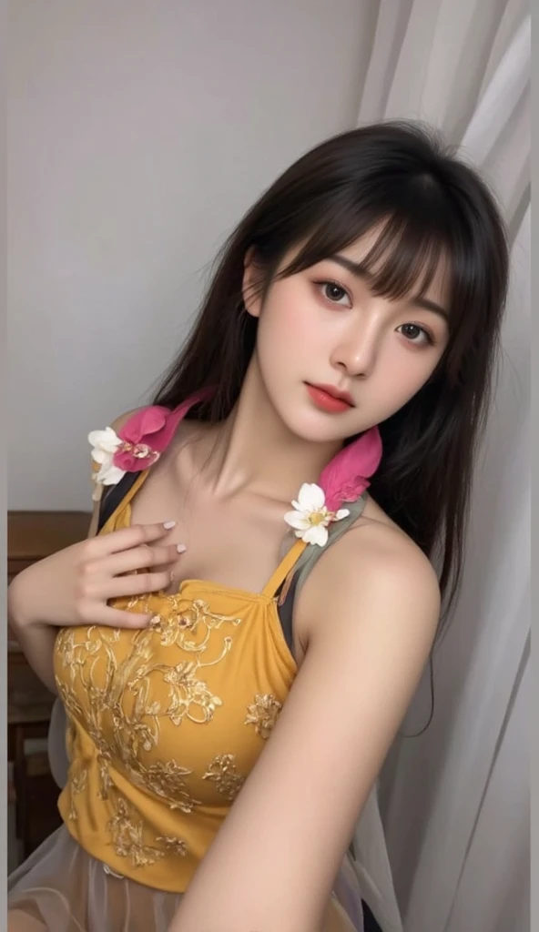 high resolution,
1 beautiful young woman,
(soft saturation:1.3), (fair skin:1.2),
wearing a white clothes,
85mm lens,f/8.0,
background,
gyaru,
brown hair,
huge breasts,

BREAK

(china street:1.3),
1girl, 18 years old, (china dress:1.5), side-tie peek, (china dress:1.5),
double bun and long twin tails, black hair