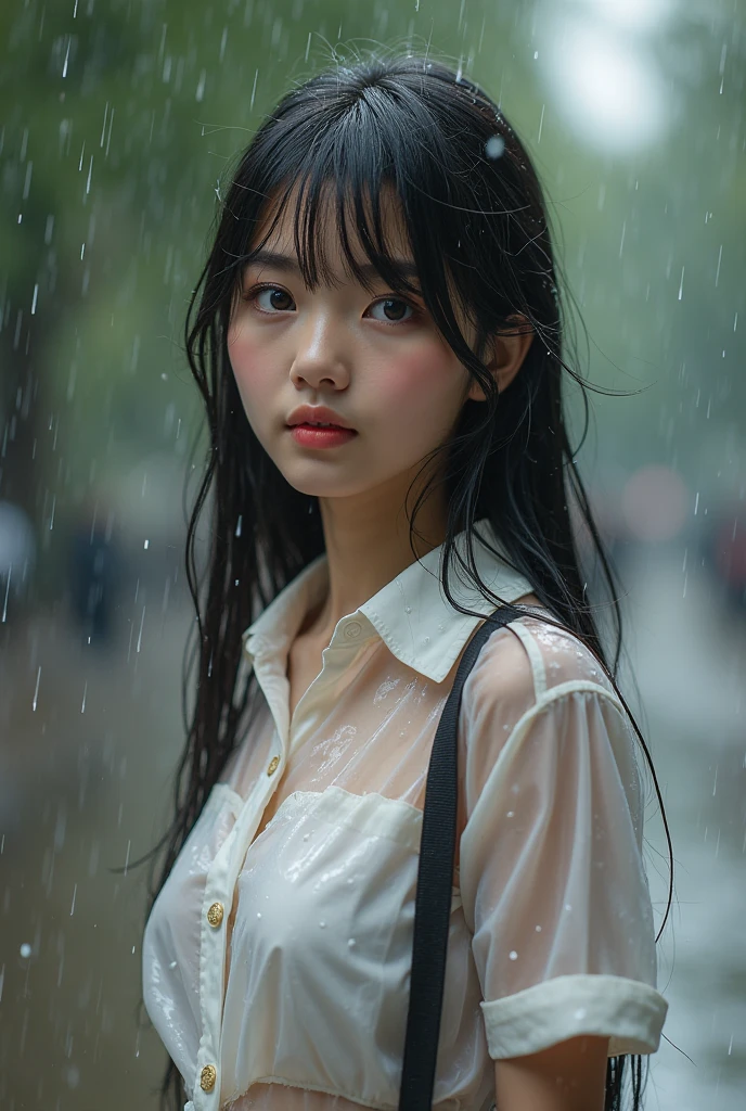 最high quality、high quality、Best image quality、8K、最High resolution、High resolution、最high quality、masterpiece、Detailed and realistic human body、Detailed and realistic skin、Realistic face in every detail、Realistic reproduction of every detail、Detailed and realistic lips、Detailed and realistic teeth、Detailed and realistic ears、Detailed and realistic hair、Detailed and realistic weapons、Realistic reproduction of every detail、Realistic fingers in every detail、(Beautiful Hands、thumb1reference4)、Realistic feet down to the last detail、Realistic breasts down to the last detail、Realistic areola down to the last detail、Realistic nipples down to the last detail、Realistic camel toe detail、((Beautiful Japanese elementary school students))、(Japanese Model)、((Beautiful Japanese Junior High School Students))、((Beautiful 12 year old girl))、(Black Hair)、(Straight hair)、(ponytail)、((whole body))、((Flat Chest、Small breasts))、(Slender body)、(whole body光沢肌、Fair skin)、((dark cold stormy weather))、((Pouring rain))、((heavy rain))、((In the Storm))、((School Playground))、Sailor suit、Sailor Skirt、((Pouring rainの中(A girl standing in the center of the schoolyard))、((Pouring rainの中で嘆いている少女))、((See-through(クロップトップSailor suit、ミニSailor Skirt))、((performance(sorrow、dark、Lament、Watery eye))、((Pouring rainを浴びて(Soaked skin from head to toe))、((Rain dripping from the skin))、((Her skin is clearly visible through her uniform.))、びしょ濡れのSailor suit(肌にピッタリとフィットしたSailor suit))、((Sailor suitから滴る雨水))