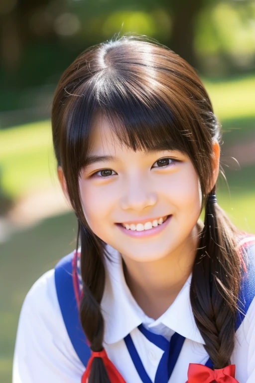 Japanese,10 years old,Innocent profile,Looking up,Open your mouth wide,Sticking out tongue,Showing tongue,cute,Summer sailor uniform,Summer clothes,Shortcuts