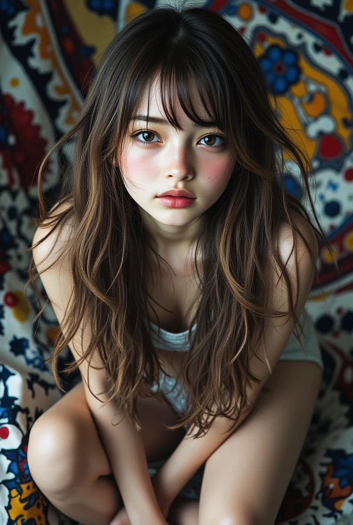 Cute Japanese woman, (16 years old), (Very cute face: 1.3), White moist skin, Looking at the camera, Melancholy expression,
BREAK,
Idol,
BREAK,
(Wearing cute kimono: 1.3), (Highly revealing kimono), Very large earrings, Short length,
BREAK,
(Fighting pose: 1.3),
BREAK,
(Long hair), (Pink hair: 1.2), (Wavy hair), (Gradient hair: 1.3), (Red hair at the ends),
BREAK,
(Realistic: 1.3), Masterpiece, Perfect lighting, (Ultra-high resolution), (8K), (Very detailed: 1.4), (From the front), (Full body: 1.4), (Symmetrical: 1.2),
BREAK,
(Shibuya city in Japan: 1.2),
BREAK,
(Demon Slayer: 1.4),
BREAK,
(Kasumi Arimura: 1.4),