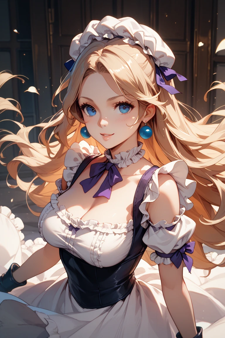 (cowboy shot: 1.5), (white background, simple background: 1.5), (masterpiece:1.5), (big breasts: 1.5), (1 girl: 1.5), young woman, (Beautiful Girl:1.5), (extremely detailed and delicate anime face and eyes:1.5), whole body, (natural light, HDR, extremely details CG:1.3), (dynamic posture: 1.3), {correct body anatomy}, (wide hips: 1.3), (perfect hands: 1.5), single focus, toned body, Beautiful Lips, thick lips, {surreal}, {correct posture}, {minutes details}, {detailed body}, {detailed clothing}, (Bright Eyes: 1.3), (cleavage: 1.3), {accessories}, {sexy}, (Floral Frock: 1.5), litlolita dress, (ruffled top: 1.5), (strapless dress: 1.3), graceful, white and ligth blue clothes, (skirt with lots of frills: 1.3), long frilled skirt, (dress silk overlay: 1.3), frilly dress, (klubnika skirt: 1.3), lace, (dropped shoulders: 1.3), lace rims, frills, (long lace dress: 1.5), long sleeves with ruffles, (frilled white sleeves: 1.5), embroidery, (brown lace-trimmed legwear: 1.5), (brown lace thighhighs: 1.3), brown legwear, brown stocking, pointe shoes, (choker with bell: 1.5), ribbon, detached collar, hair accessories, (double hair bow: 1.5), hair bow, earrings, bracelets, (light smile: 1.3), (extra long hair: 1.5), (shimmer hair: 1.5), glowing hair, (two-tone hair: 1.5), (Iridescent light Blonde hair: 1.5), (light Blonde hair: 1.3), (Iridescent yellow streaks: 1.3), ahoge, (hair houseki no kuni hair: 1.5), (permed hair: 1.3), (one side up: 1.5), (braided bangs: 1.3), (ahoge: 1.3), (bright emeral eyes: 1.5),