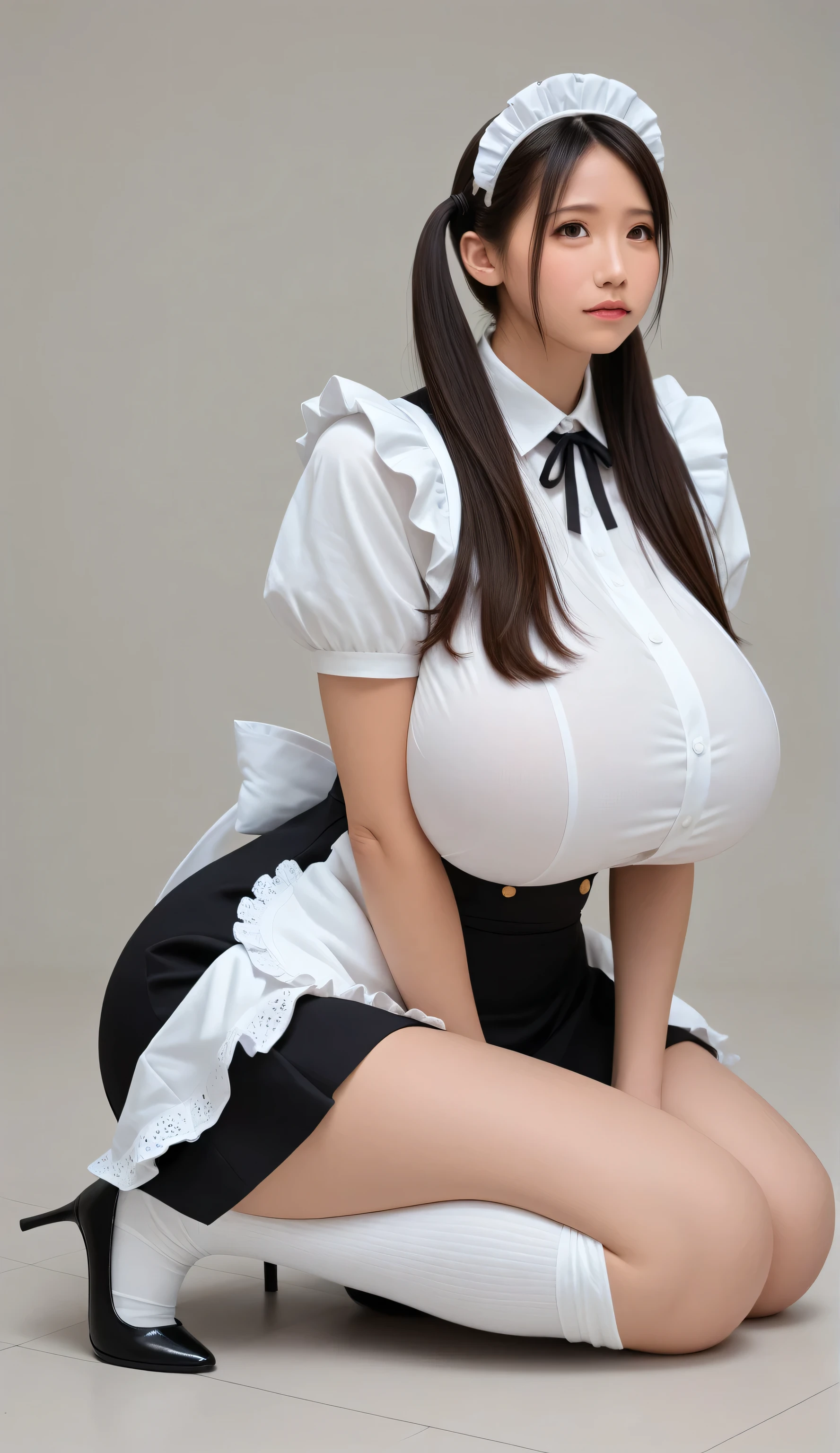NSFW、A female maid wearing a sexy maid outfit with no bra or panties、She inserts her husband's penis into her pussy and takes care of her husband while sweating..、G cup big breasts、Narrow waist and beautiful butt crack、Beautiful nipples and pussy standing out in wet clothes、fine hands, Fingers and nails、cute face