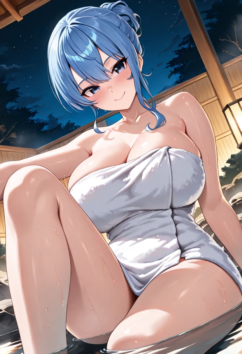 (masterpiece), best quality, expressive eyes, perfect face,Mature female,1 girl (ganyu,Genshin impact),nude,indoor onsen background,medium breasts,smile seductively,nipples,wet,slim figure,siting on ledge ,leg apart,bottom view ,looking at me