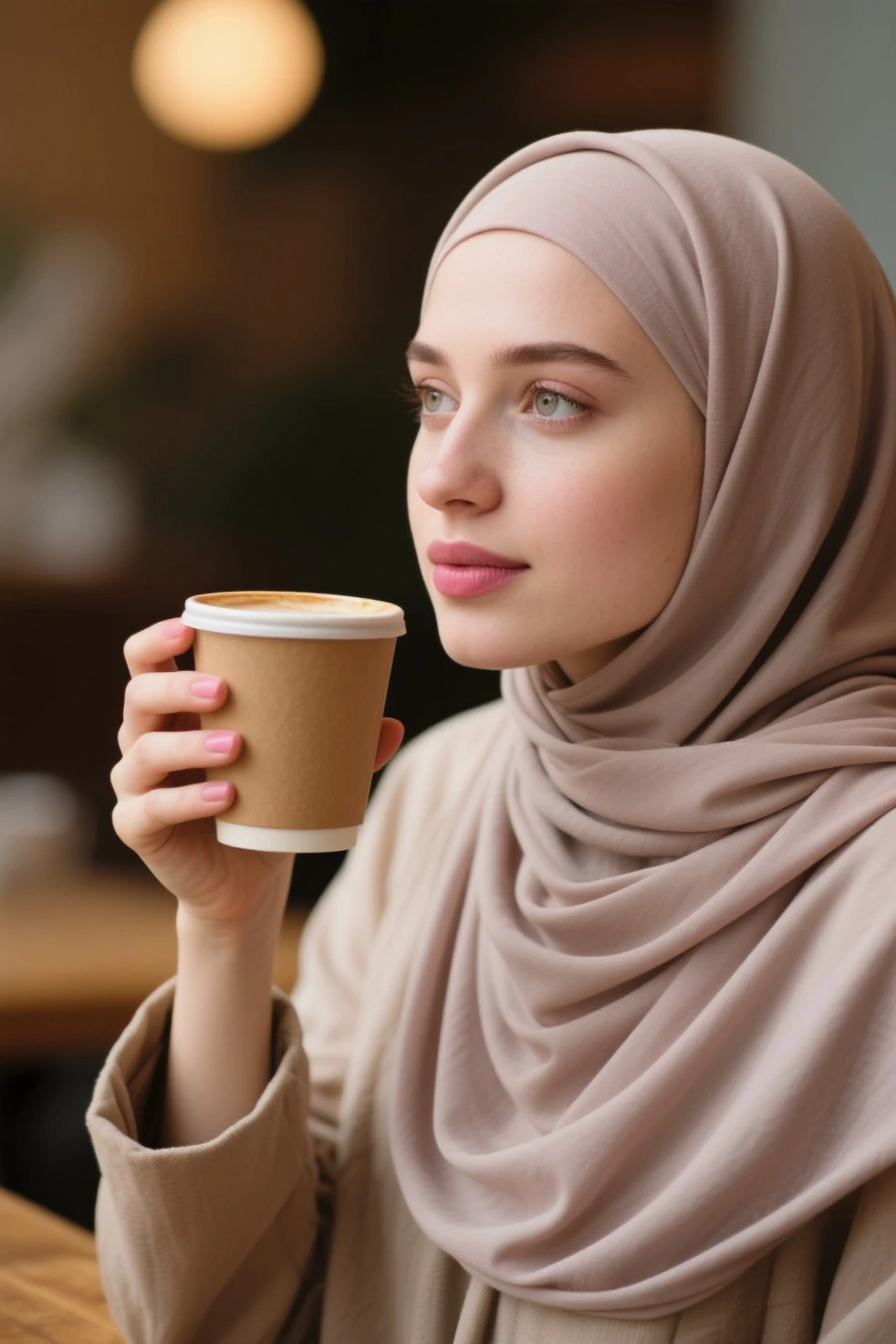 Beg coffee abaya,pink khimar