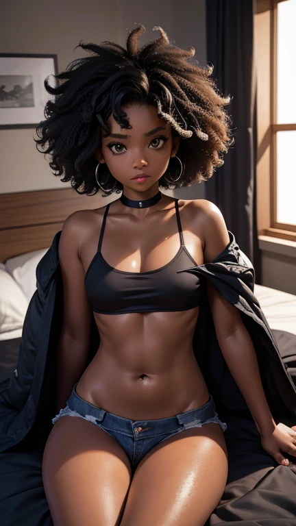 dark skin black girl 18 yo short tomboy red hair hoop earrings nude (((no panties no panties no panties))) sexy skimpy lace bra judges chamber