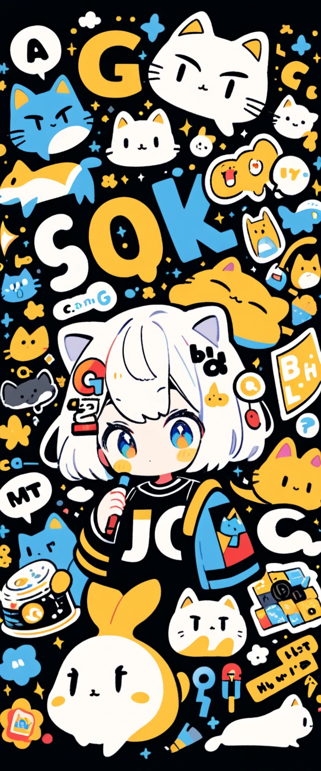 black background,collage,logo,mark,sticker only,list of sentences ,colorful,alphabet,hiragana,Katakana, animal mascot,masterpiece,Highest Quality,Ultra High Definition,rich contrast,high image quality,8k,high-definition CG unit wallpaper,texture,unbelievably absurd,Ultra High Definition, RAW photos ,deep border 1 .2,Very Detailed