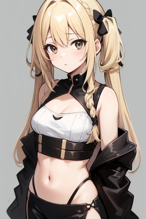 ((best quality)), ((masterpiece)), (detailed), NSFW, small breasts, prominent collarbones, skinny arms, flat stomach, visible hip bones, long hair, red hair, white hair, blonde hair, dark hair, ponytail, thick ponytail, heavy ponytail