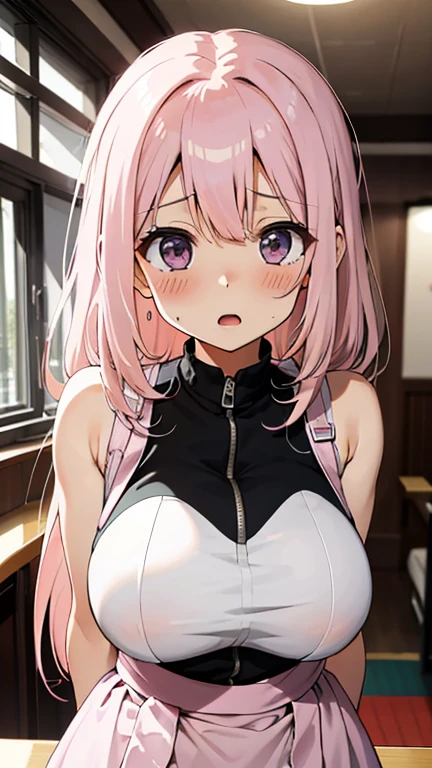 a girl with pink hair, long double-tailed hairstyle ((small pink bushy eyebrows)), wearing lolita bikini, marked vagina, lolicon (Zankuro) drawing style by zankuro artist, ザンクロー style, image uploaded to R34, girl sucking penis cum bubbling out of her mouth, on a street, girl giving a deep blowjob to a man, girl tasting a finger