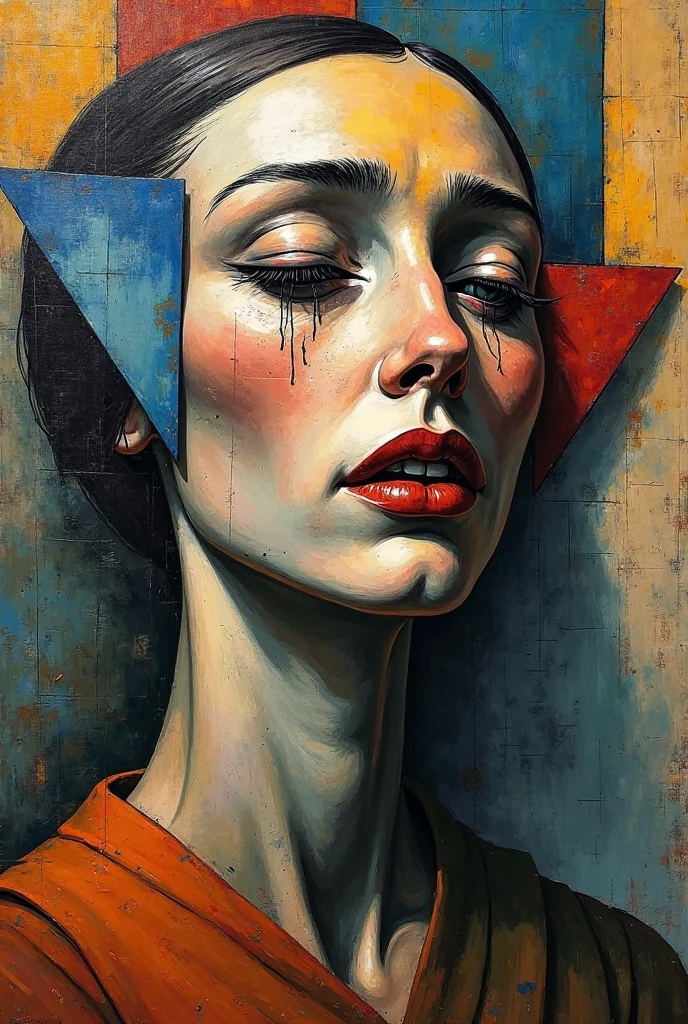 A Picasso-style painting using the cubism method