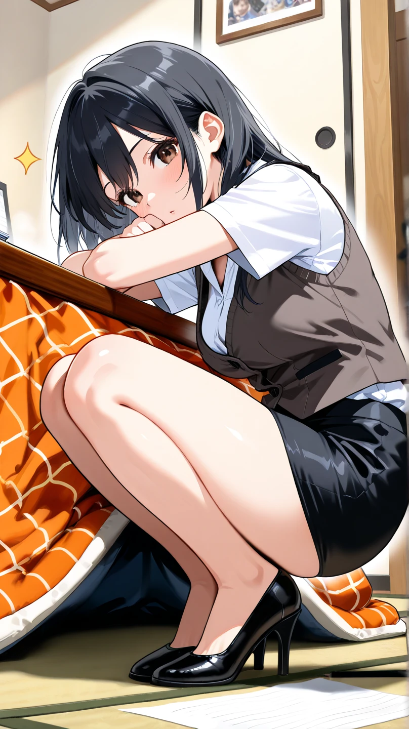 missionary, Sex, Vaginal,  One girl, One boy, penis, Lie in, White T-shirt, Bottomless, Medium Hair,( Two-tone hair ), No correction, Voice of the Heart, smile, Mouth closed,  blush, 