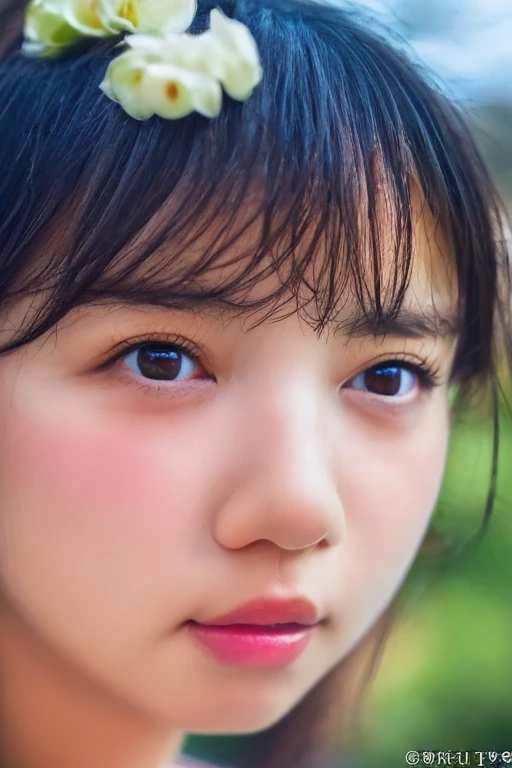 white complexion, Asian girl about 3 years old, black hair, double eyelid, big eyes, whole body, white background, natural light, Pro DSR Camera