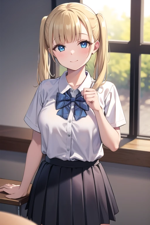 masterpiece、Best image quality、最high quality、man,girl , (light smile, Perfect Face) , independent , Looking into the camera, masterpiece, Anime art style, Cute Characters, Most detailed, high quality、(((light smile)))、Lying in bed、(missionary, 1boy, penis, lying, vaginale, ass pov, spread legs, sex, nsfw)、nose blush、steam、Shiny Hair、Very fine and beautiful bright eyes、Very detailed, clear and beautiful face, Awards, Anatomically correct、((missionary position,man on top, spread legs))、((Troubled face、Embarrassing、blush、Estrus))、Very large breasts,Blonde、Twin tails、Open your mouth、orgasm、tough、I feel、White knee-high socks、Full body portrait