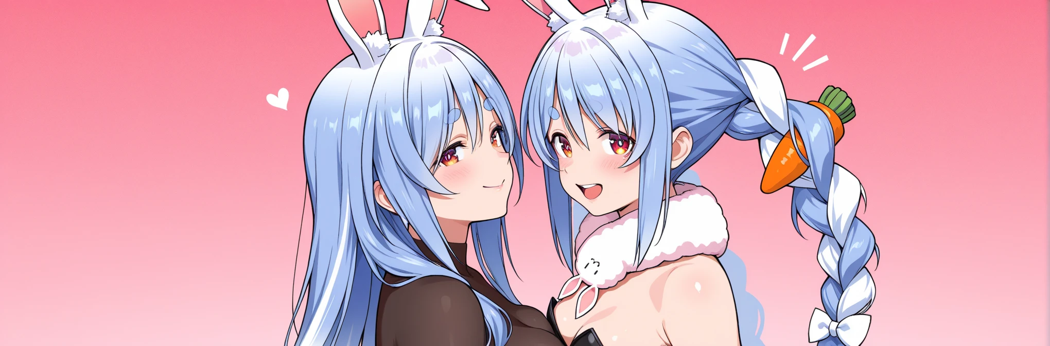 (ultra-realistic:1.2), (heart-shaped pupil:1.4), (grabbing breasts:1.3), 2girls, ahegao, rolling eyes, tongue out, serafuku, nude, beautiful detailed eyes, beautiful detailed lips, smile, saliva dripping from their tongues, solo, sweat glistening on their skin, drooling, intense facial expressions, pink blush on their cheeks, flushed skin, long flowing hair, white background, soft and delicate lighting, nipples fully exposed, orgasmic poses, spread legs, gaping pussy orgasm, teasing and seductive atmosphere, cat ears, long midnight purple hair, long pink hair, long white hair.
