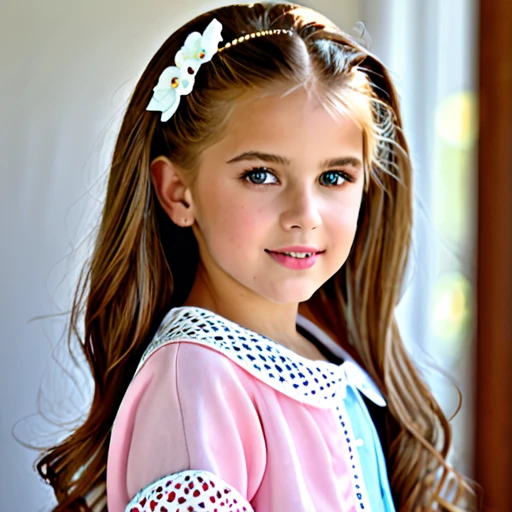 12-year-old Russian blonde girl with blue eyes and square chin features Children&#39;s full body, transparent bikini, Breasts huge , soccer player, wearing white panties 